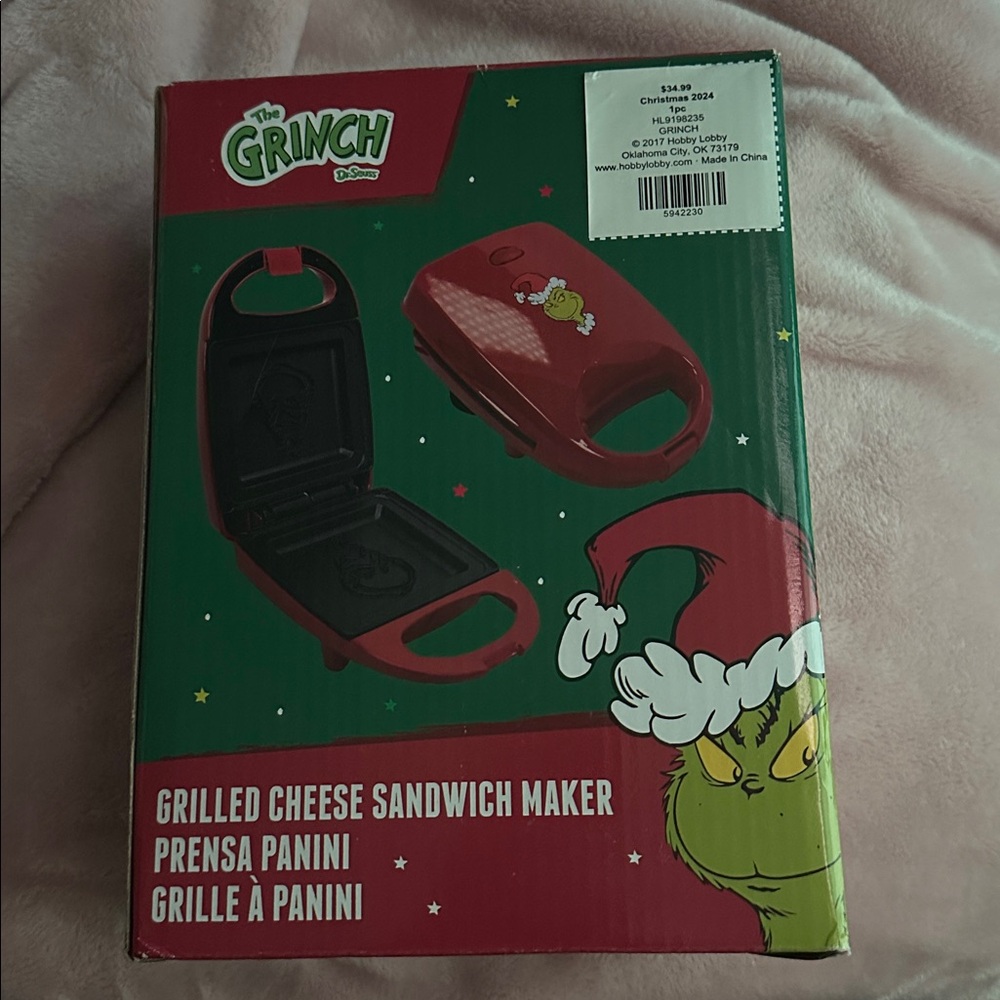 Dr.‎ Seuss The Grinch Grilled Cheese Panini Sandwich Maker Non Stick NEW!